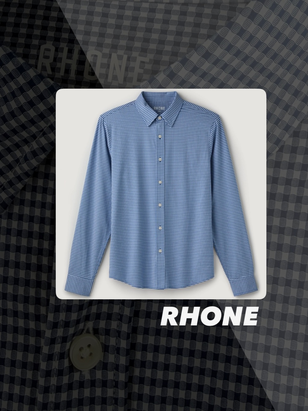 EUC RHONE Navy Gingham Slim Commuter Shirt
